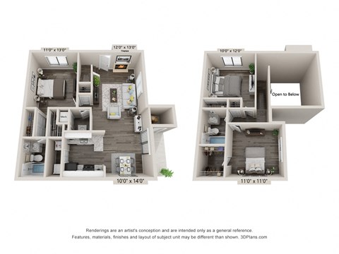 Floor plan for 3 beds, 2.5 baths, 1296 sqft